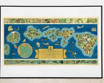 オリジナルの希少なヴィンテージ ルース・テイラー地図漫画絵画 1935年
