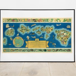 Digital, 1937, The Dole Map of The Hawaiian Islands, SOFORT DOWNLOAD, Oahu, Maui, Molokai, Kauai, Niihau, Lanai, Kahoolawe, Hawaii, 5 Größen