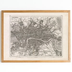 Digital, 1850, Karte von London, SOFORT DOWNLOAD, 19. Jahrhundert, Straßen, Luftaufnahme, druckbare Wohnkultur
