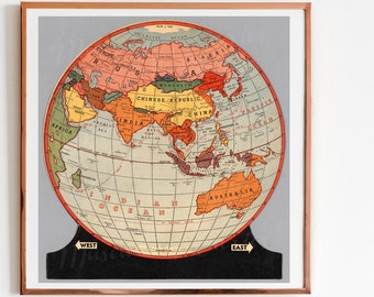 Digital, World Globe, print yourself, INSTANT DOWNLOAD, world map, printable, Three Sizes