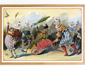 Digital, 1898, Big Top Circus Clowns, 19th century art, INSTANT DOWNLOAD, Kid's Bedroom, Printable Art, Vintage Clowns