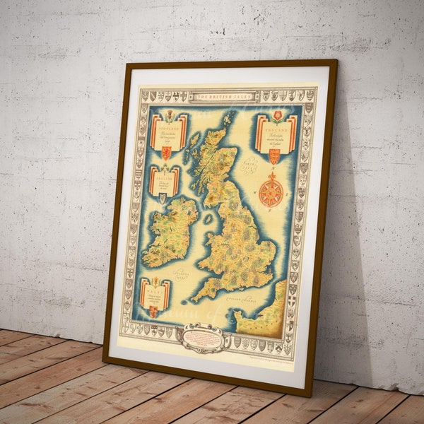 Digital, 1935, The British Isles, British Transport Commission, Pictorial Map, INSTANT DOWNLOAD, Britain, Scotland, Wales, Ireland