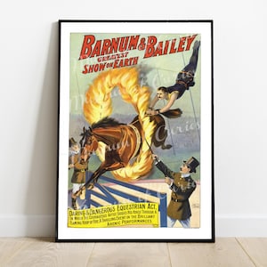 Digital, 1898, Daring And Dangerous Equestrian Act, Barnum & Bailey Circus, Horse Act, INSTANT DOWNLOAD, Printable, Acrobats, Fire Act