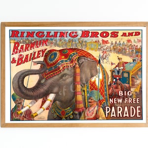 Digital, 1917, Ringling Bros, Barnum & Bailey, Printable, Vintage Circus Poster, INSTANT DOWNLOAD, Elephant, animal parade, circus animals