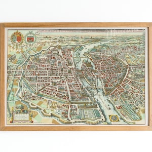 Digital, 1615, Le Plan De La Ville de Paris, Der Stadtplan von Paris, SOFORT DOWNLOAD, druckbare französische Karte, digitale Wandkunst