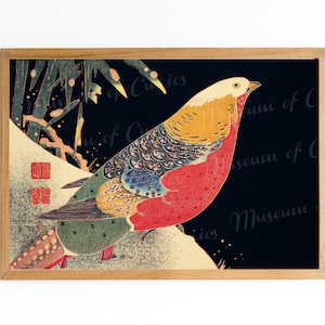 Digital, 1900, Ito Jakuchu, Golden Pheasant In The Snow, Japanese Art, INSTANT DOWNLOAD, Parrot, Woodblock, Edo period