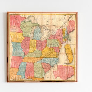 Digital, 1852, Andrews Railroad Map United States, DIGITAL DOWNLOAD, Printable Wall Map, America, Missouri, Arkansas