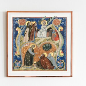 Digital, 1320, Iluminación manuscrita, escenas de Pascua en Carta A, Antifonario, DESCARGA INSTANTÁNEA, ángeles, monjes agustinos, imprimible