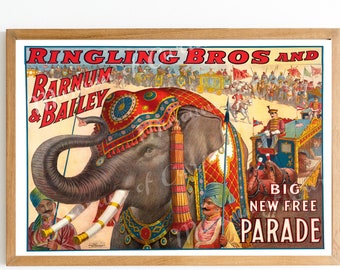 Digital, 1917, Ringling Bros, Barnum & Bailey, Printable, Vintage Circus Poster, INSTANT DOWNLOAD, Elephant, animal parade, circus animals