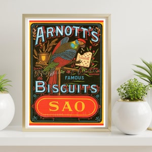 Digitaler Druck, Sao Biscuits Werbung, Australische Werbung, Ara Papagei, SOFORT DOWNLOAD, Werbelogo, drei Größen