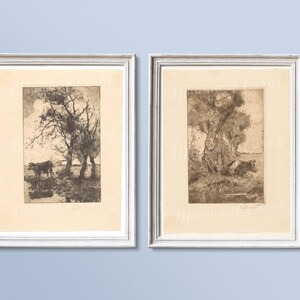 Dutch Cow Etchings: 1900s Farmhouse Prints (Digital Download)