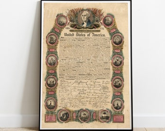 Digital, 1845, The Unanimous Declaration of The Thirteen United States of America Congress 1776, historical document, INSTANT DOWNLOAD