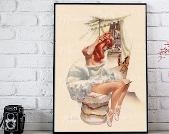 Digital, 1948, Esquire Magazine, March Pin Up Beauty with calendar, INSTANT DOWNLOAD, Man cave, mid century, printable