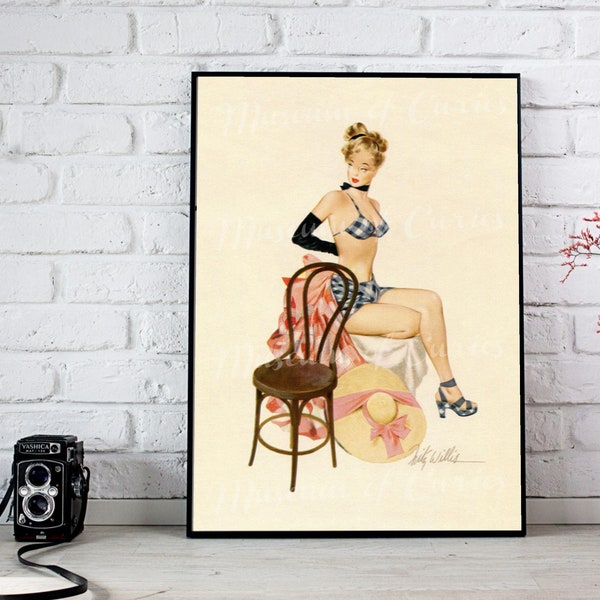 Digital 1948 Esquire Magazine, July Pin Up Beauty with calendar, INSTANT DOWNLOAD, man cave, mid century,