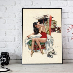 Digital, 1948, Esquire Magazine, November Pin Up Beauty with calendar, INSTANT DOWNLOAD, man cave art, mid century, printable