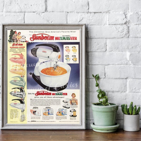 Digital, 1956, Sunbeam Mixmaster Advertisement, Arte de cocina retro, DESCARGA INSTANTÁNEA, arte mural imprimible