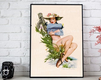 Digital, 1948, vintage print, Esquire Magazine, May Pin up Beauty with calendar, INSTANT DOWNLOAD, man cave art, printable