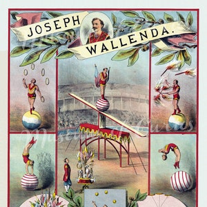 Digital, 1884, Joseph Wallenda, Circus Acrobatics, Juggling, INSTANT DOWNLOAD, Three Sizes, Two versions
