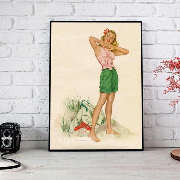 Digital, 1948 Esquire Magazine June Pin Up Beauty with calendar, blonde bombshell, INSTANT DOWNLOAD, 1940s pinup