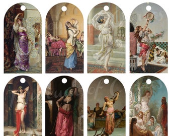 Digital, Dancing women and girls, Gift, Hang Tags Collection, INSTANT DOWNLOAD, Printable Craft Ephemera, Harem dancers, collage sheets