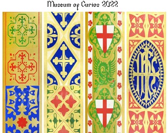 Marcapáginas ornamentales medievales: diseños eclesiásticos ingleses (descarga digital)