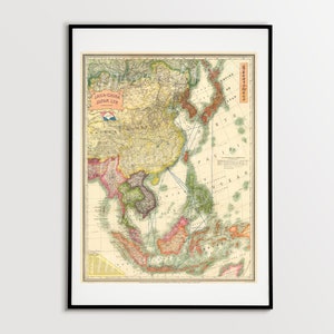 Digitaal, 1934, Keizerrijk Japan, Kaart van Java-China, INSTANT DOWNLOAD