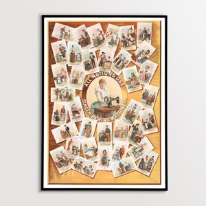 Digital, 1892, All Nations Use Singer Sewing Machines, INSTANT DOWNLOAD, Vintage Advertising, Three Sizes