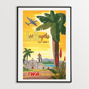 1950s Los Angeles TWA Travel Poster: Mid-Century American Tourism (Digital Download)