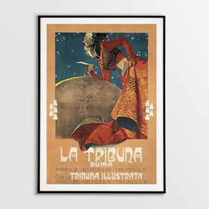 Digital, 1897, La Tribuna, Giovanni Mataloni, Italian Poster art, INSTANT DOWNLOAD