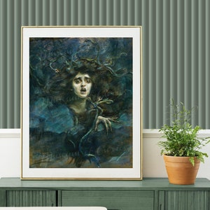 Digital, 1892, Medusa, INSTANT DOWNLOAD, Greek Mythology, Mythological Print, Snake Head