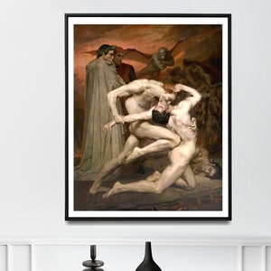 Digital, 1850, Dante and Virgil in Hell, William-Adolphe Bouguereau, French artist, INSTANT DOWNLOAD, Mythology