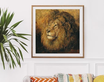 Digital, Head of A Lion, Late 1800s, Lion's Mane, INSTANT DOWNLOAD, printable wall art