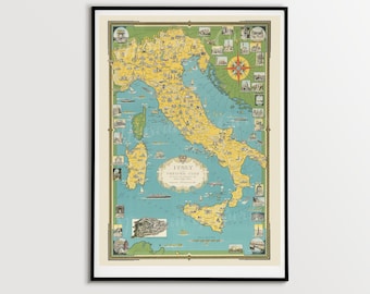 Mapa ilustrado de Italia y la Ciudad del Vaticano de 1944 (descarga digital)