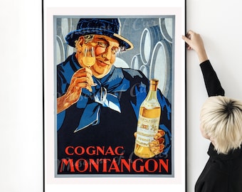 Digital, 1910s Cognac Montangon, Vintage French Advertisement, Distillery, Alcohol Advertising, INSTANT DOWNLOAD