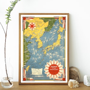 Digital, 1942, Japan, The Target, A Pictorial Jap-Map, INSTANT DOWNLOAD, WW2, World War 2