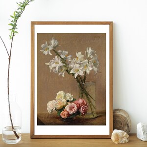 Henri Fantin-Latour Roses and Lilies Still Life Print (Digital Download)