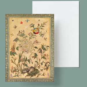 Digital, 1600, Uma fantasia floral de animais e pássaros, DOWNLOAD INSTANTÂNEO, Design de cartão comemorativo