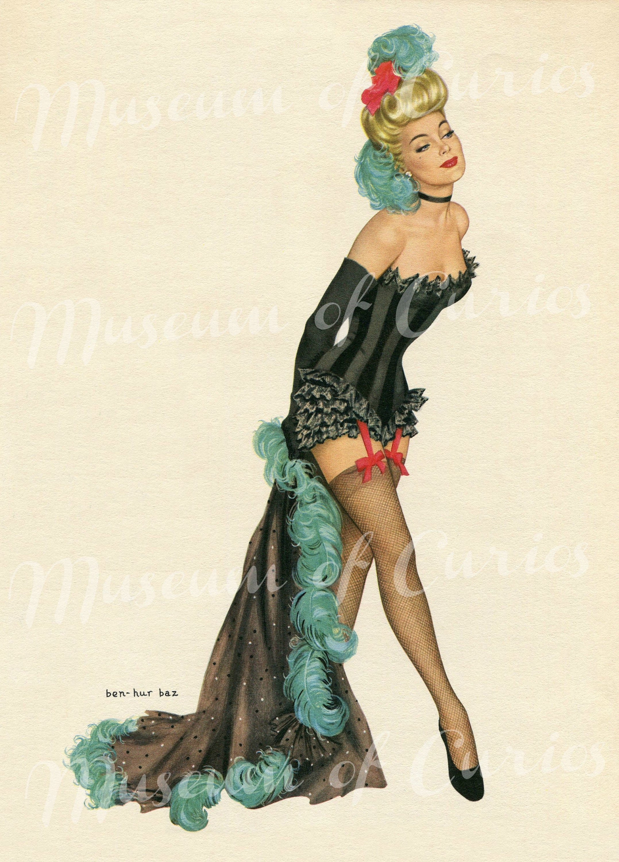 1948 Esquire Magazine Pin up Art Print: Mid-century Beauty