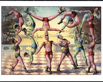 Poster vintage di acrobati del circo: 1891, stampabile (download digitale)