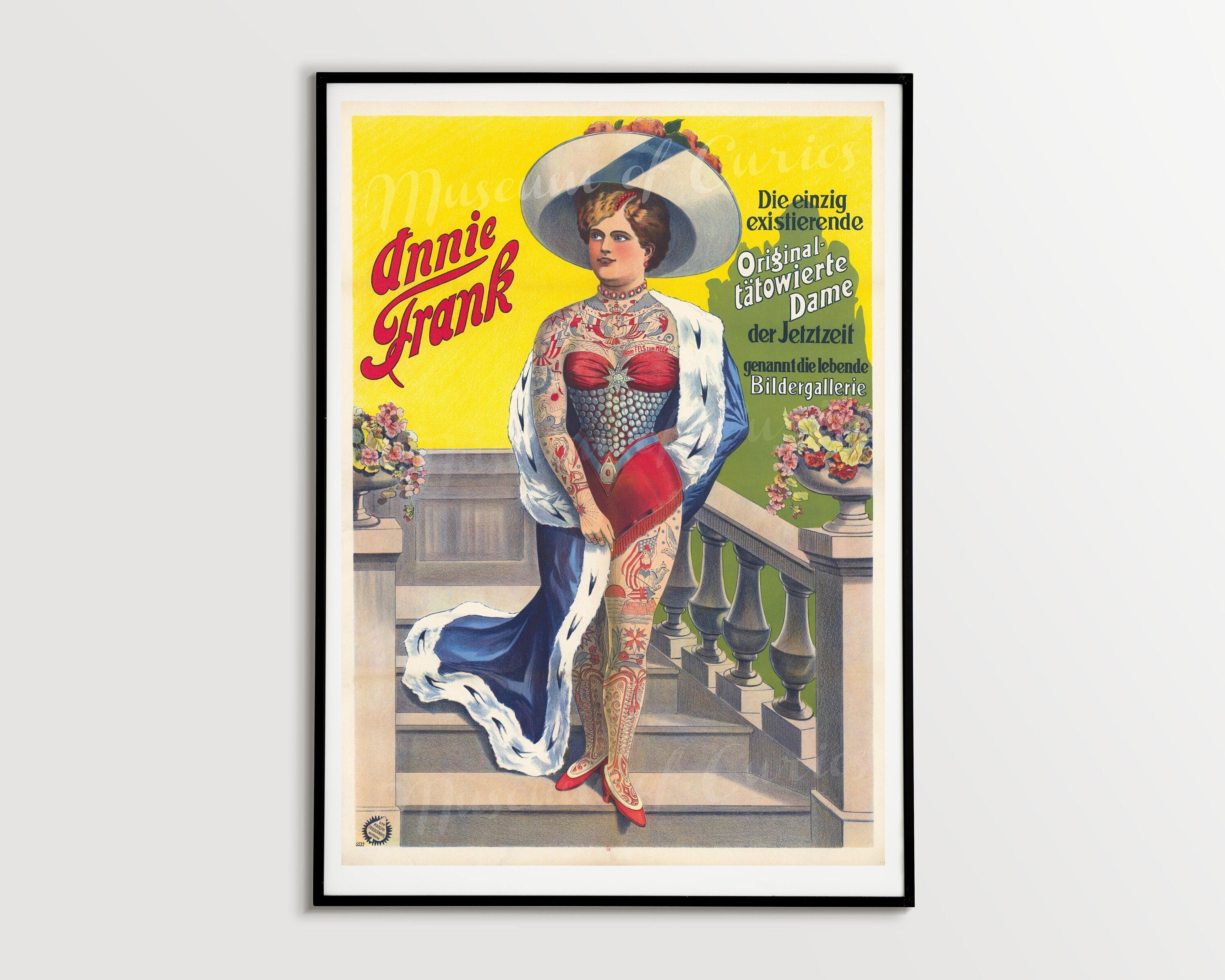 The Amazing Tattooed Lady Vintage Circus Poster Art Board Print