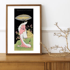 Japanese Woman With Umbrella Print: Vintage Woodblock Art (Digital Download)