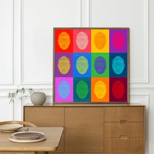 Digital, Multicoloured Buddha Heads, INSTANT DOWNLOAD, printable wall art, home decor