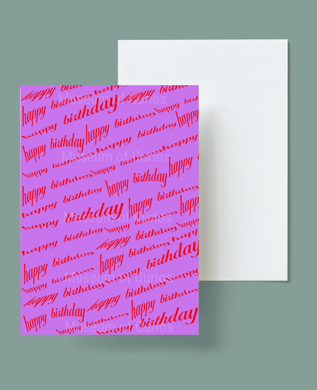 Red Happy Birthday Card - Purple Background (digital Download) - Etsy