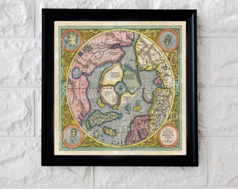 メルカトル図法によるホンディウス北極地図（1606年） - ヴィンテージ