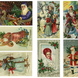 Digitale kerstkaarten, Victoriaanse set #1 van 32 afbeeldingen, tags, labels, INSTANT DOWNLOAD