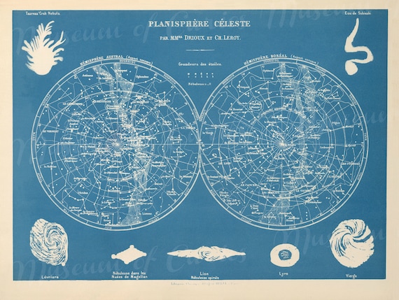 Digital, 1886, Planisphere Celeste, Seven Constellation Signs, INSTANT DOWNLOAD, Northern Southern Sky Hemispherical Chart, Celestial - Etsy Digital, 1886, Planisphere Celeste, Seven Constellation Signs, INSTANT DOWNLOAD, Northern Southern Sky Hemispherical Chart, Celestial - Etsy