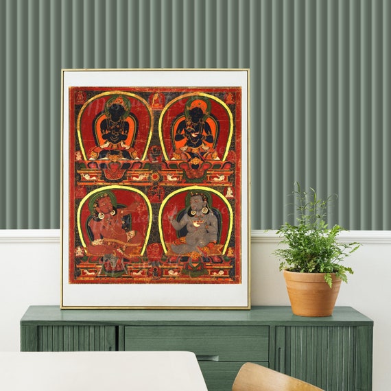 チベット仏教アート プリント: Vajradhara、Niratmya、Mahasiddhas