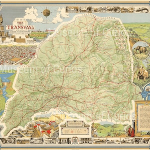 Digital, 1935, The Transvaal A Guide To Pleasure Resorts Historische Orte, INSTANT DOWNLOAD, druckbare Wandkunst, Vintage Poster, Südafrika