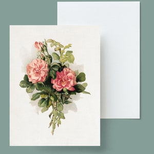 Vintage Blush Rose Card: 1890s Floral Greeting (Digital Download)