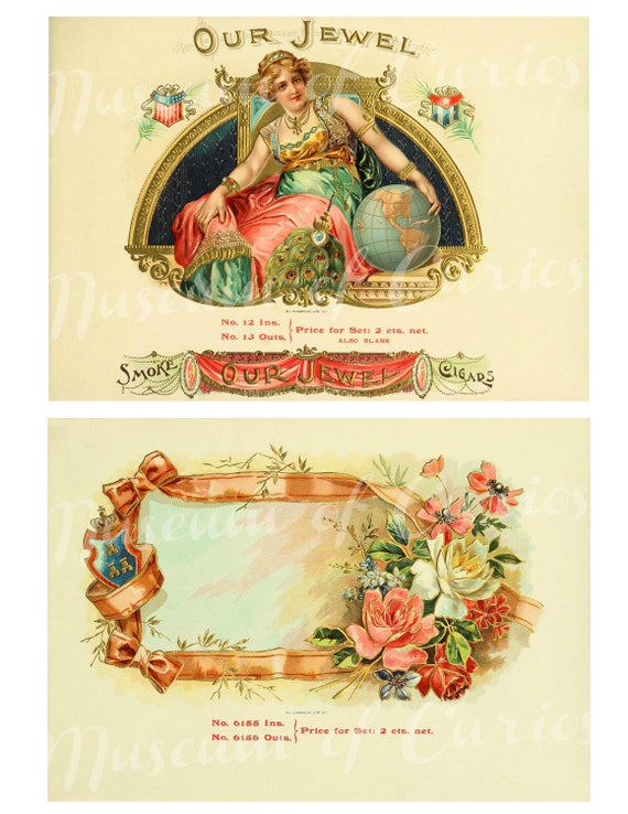 Digital Set of 89 Cigar Box Labels on 45 Sheets, 1905, INSTANT